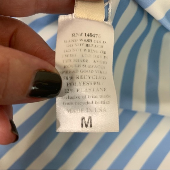 Faherty womens Tropical/ stripe reversible low back one piece swimsuit M - Picture 12 of 12